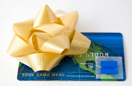 Photo of a credit card with a bow