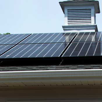 Photo of solar panels on Richard Born’s DeKalb roof.